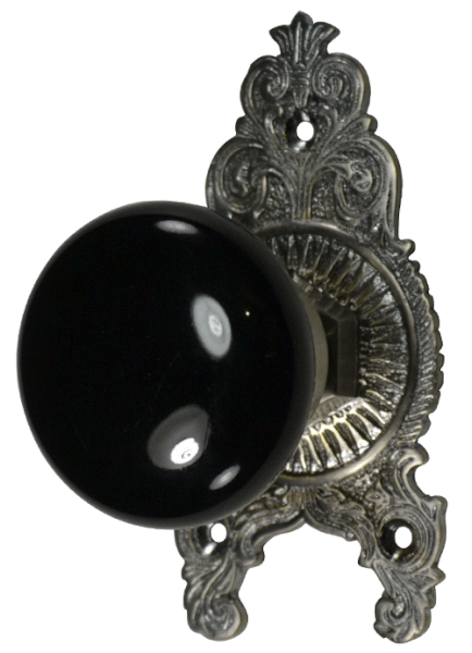 COPPER MOUNTAIN HARDWARE Black Porcelain Ornate Victorian Door Knob Set in Several Finishes
