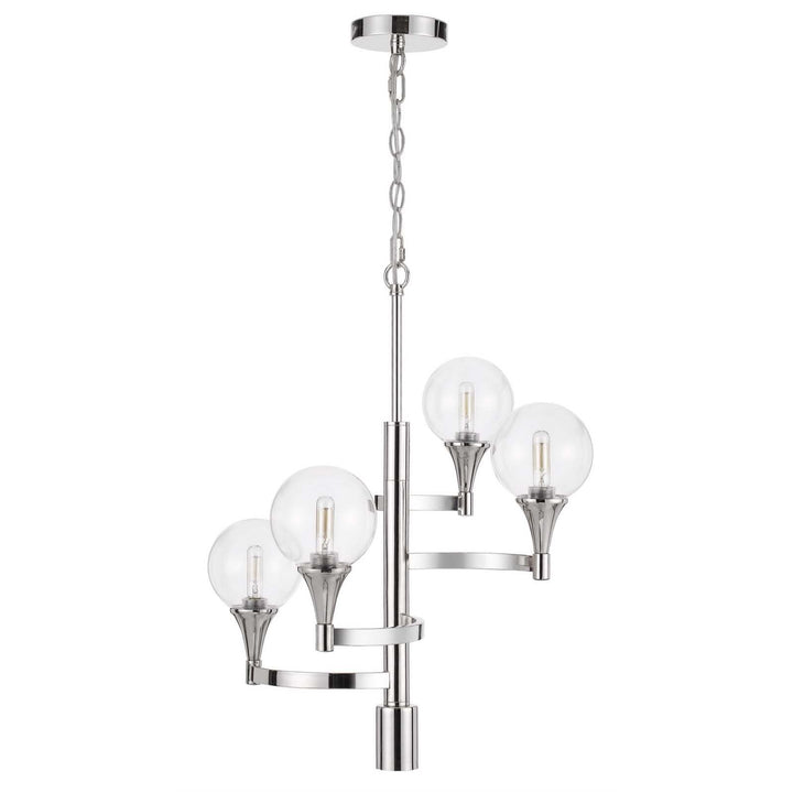 15W X 4 MILBANK METAL CHANDELIER WITH A 3K GU10 LED 6W DOWNLIGHT (ONLY DOWN LIGHT GU10 BULB INCLUDED) CLEAR ROUND GLASS SHADES Cal Lighting