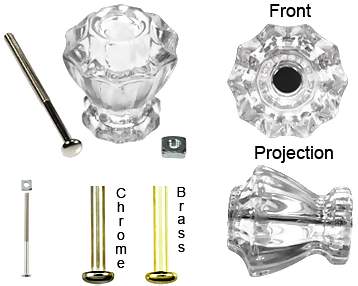 COPPER MOUNTAIN HARDWARE Astoria Clear Glass Decagon Ten Sided Cabinet & Furniture Knobs