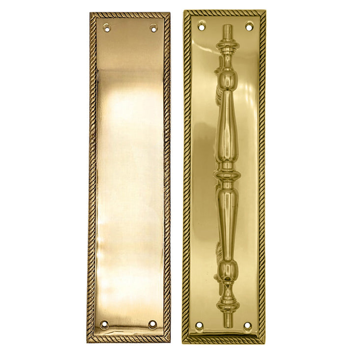 11 1/2 Inch Georgian Roped Style Door Pull and Push Plate (Several Finishes Available) COPPER MOUNTAIN HARDWARE