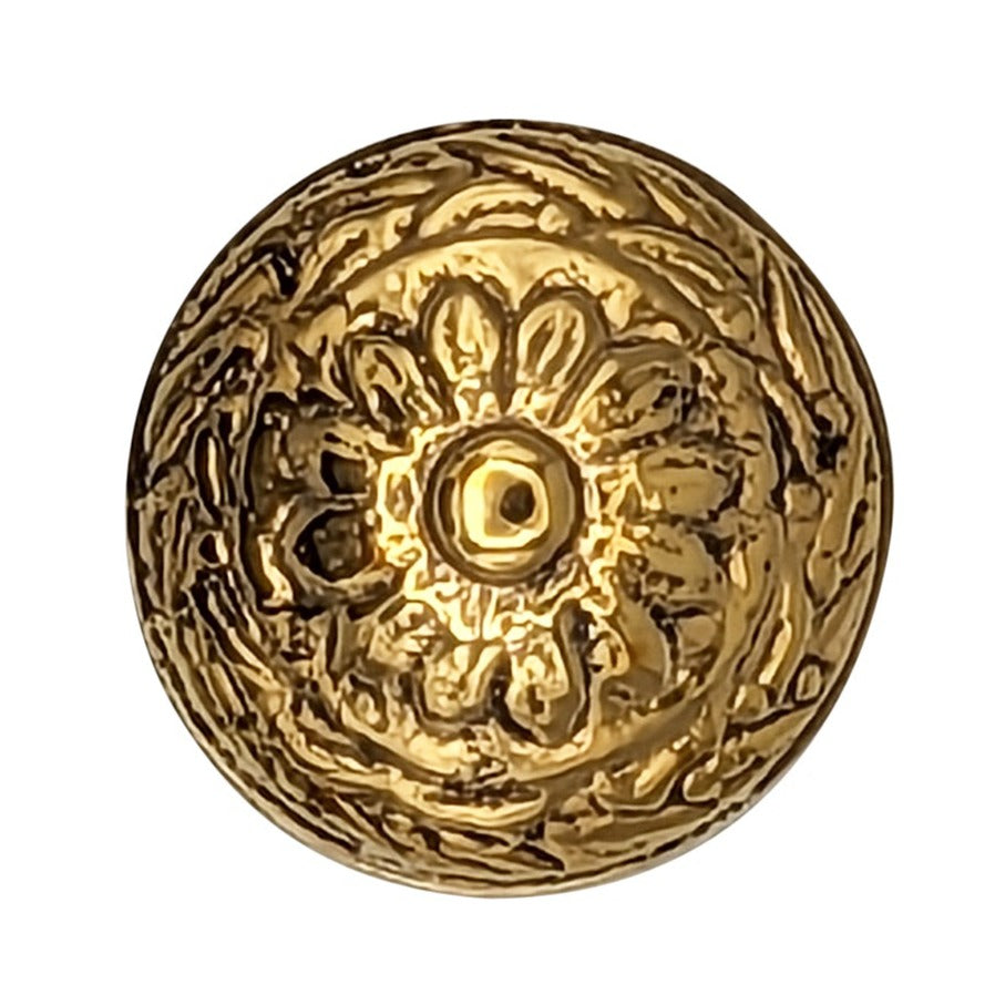 COPPER MOUNTAIN HARDWARE Ornate Floral Round Solid Brass Cabinet & Furniture Knob