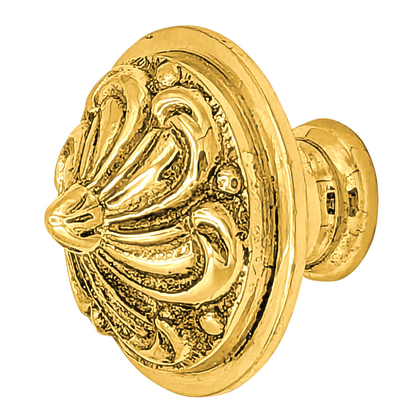1 2/5 Inch Solid Brass Baroque / Rococo Cabinet & Furniture Knob