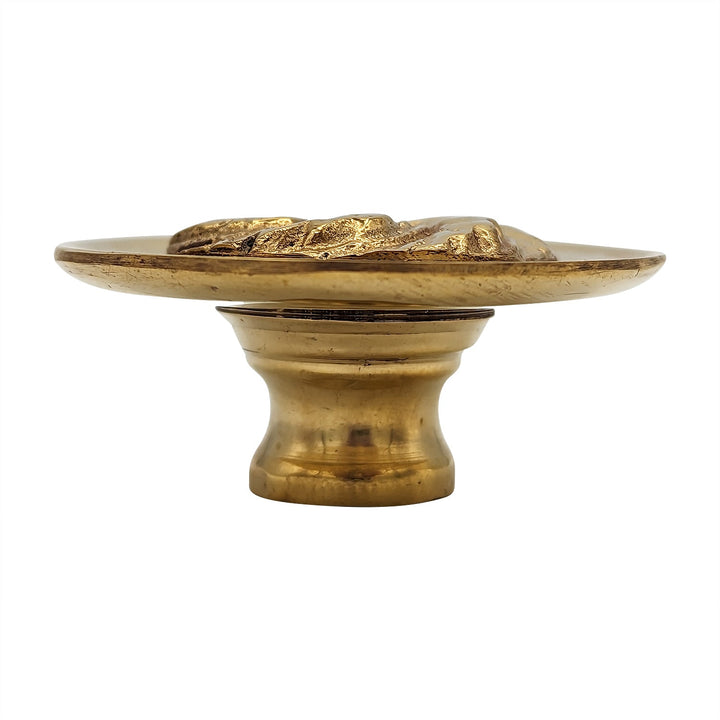 1 4/5 Inch Solid Brass Round Floral Print Leaf Cabinet & Furniture Knob COPPER MOUNTAIN HARDWARE