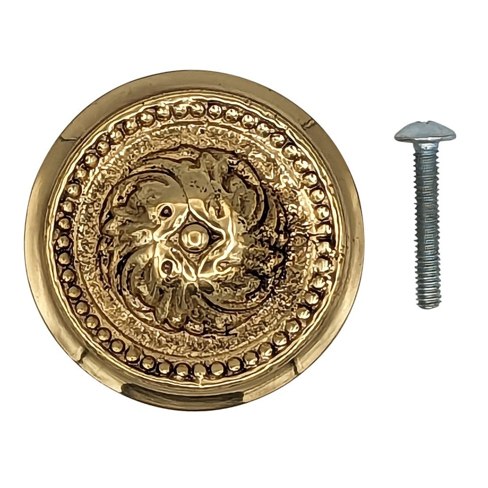 2 Inch Solid Brass Beaded Victorian Cabinet & Furniture Knob COPPER MOUNTAIN HARDWARE