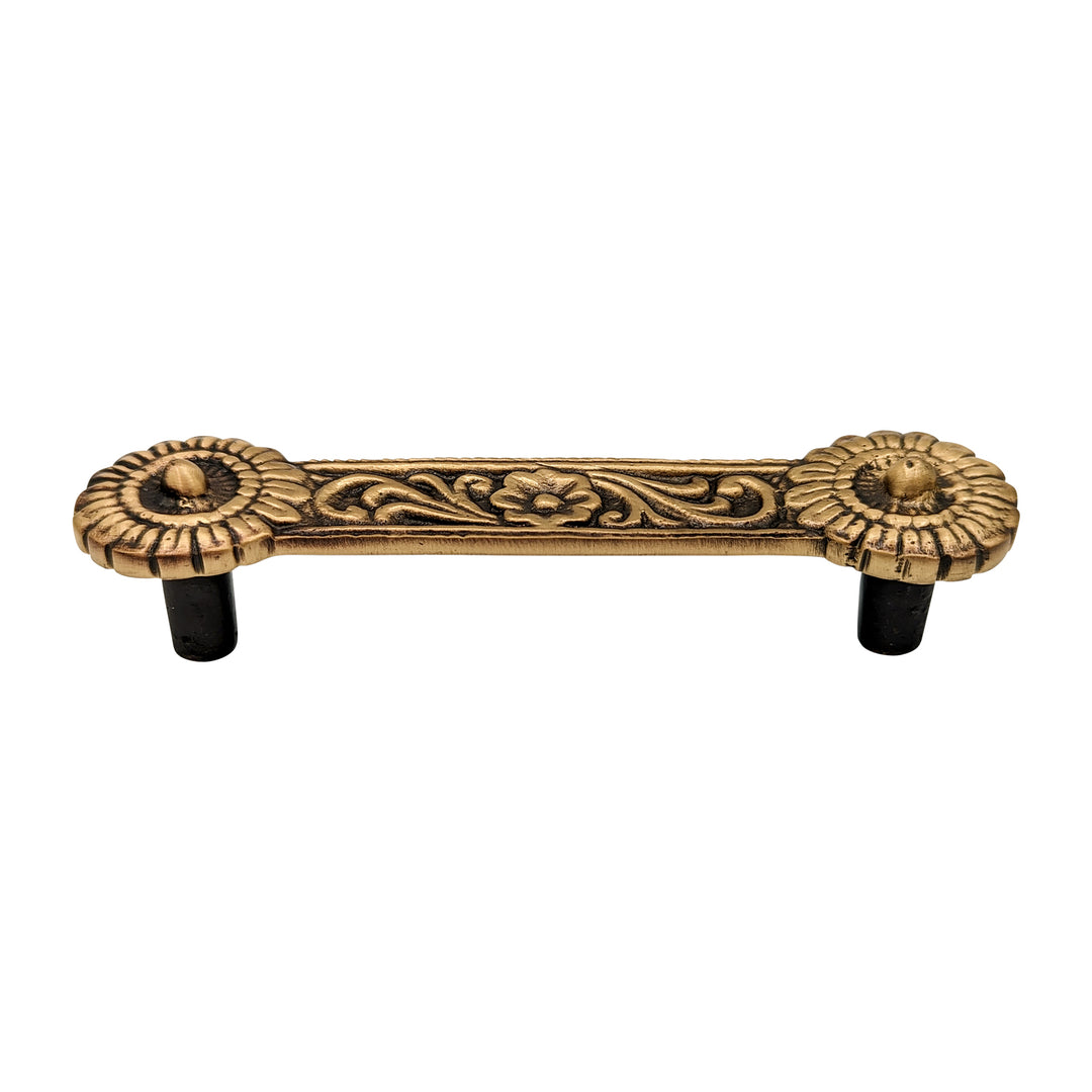 4 1/4 Inch Overall (3 3/8 Inch c-c) Solid Brass Unique Circle Pull Handle
