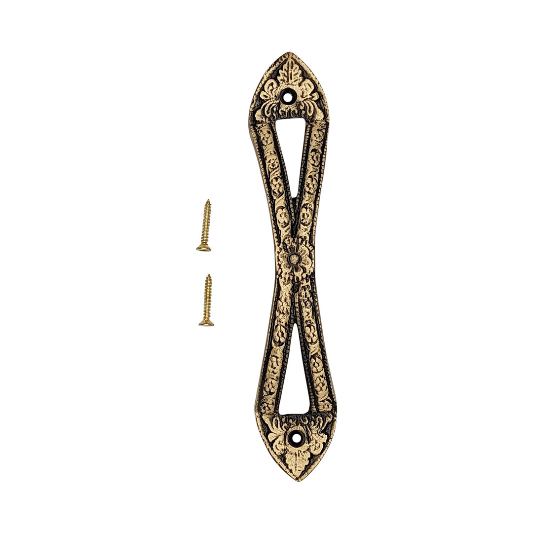 6 Inch (4 3/5 Inch C-C) Floral Style Cabinet or Furniture Pull Handle COPPER MOUNTAIN HARDWARE