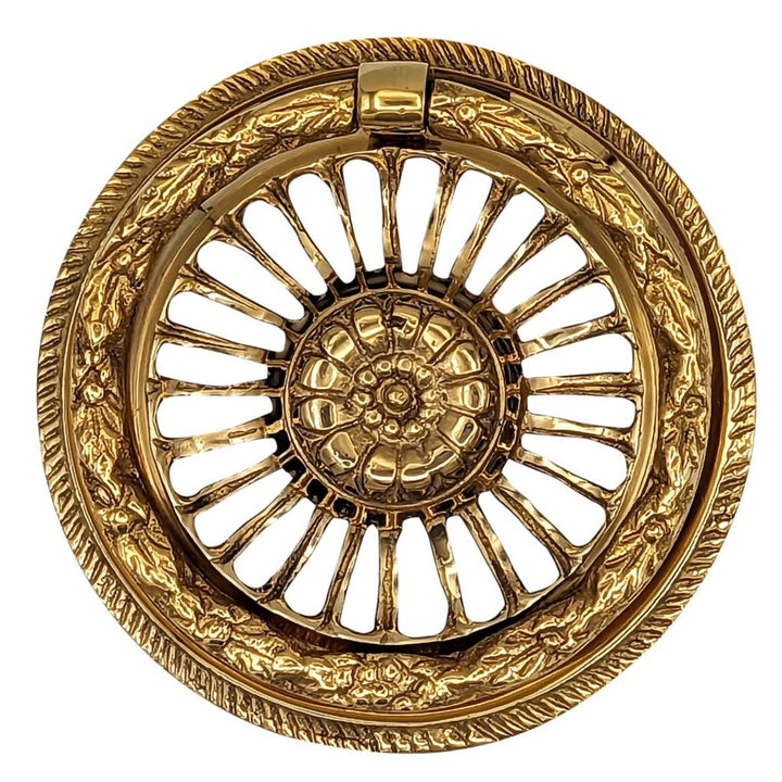 3 5/8 Inch Solid Brass Radiant Flower Drawer Ring Pull COPPER MOUNTAIN HARDWARE