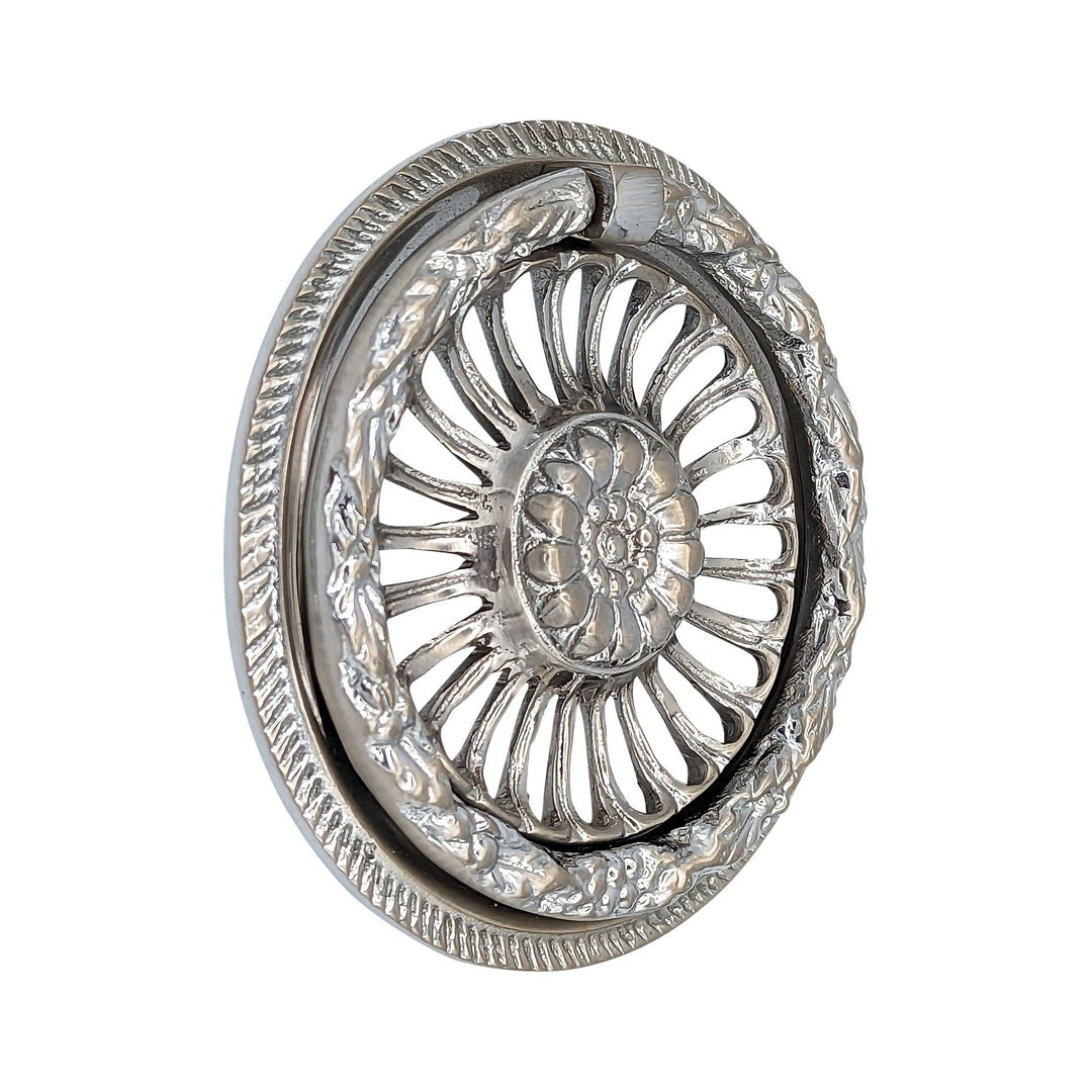 3 5/8 Inch Solid Brass Radiant Flower Drawer Ring Pull COPPER MOUNTAIN HARDWARE