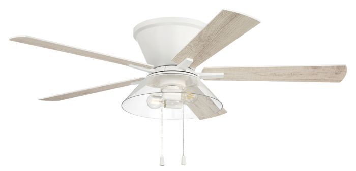 ##Antique Hardware## 52" Insight White Finish, White/Washed Oak Blades, Integrated Light kit Included