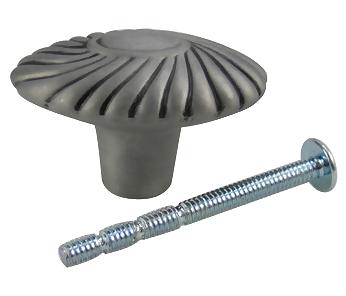 1 1/2 Inch Large Oval Ribbed Cabinet or Furniture Knob Pewter Finish COPPER MOUNTAIN HARDWARE