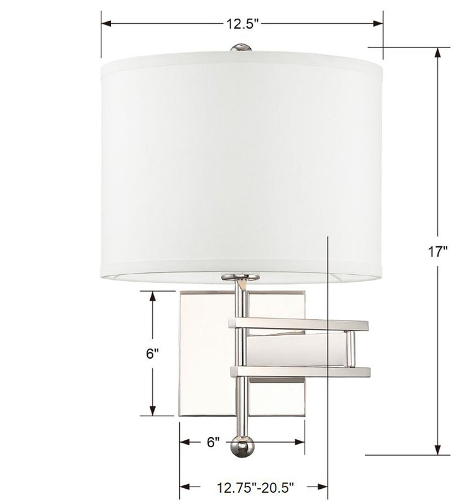 Crystorama Crystorama Marshall 1 Light Polished Nickel Task Sconce