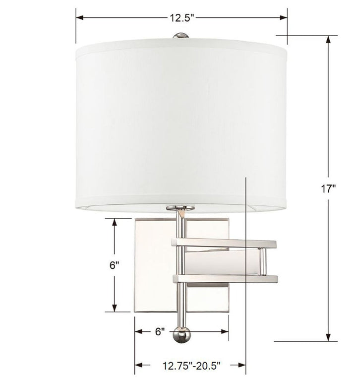 Crystorama Crystorama Marshall 1 Light Polished Nickel Task Sconce