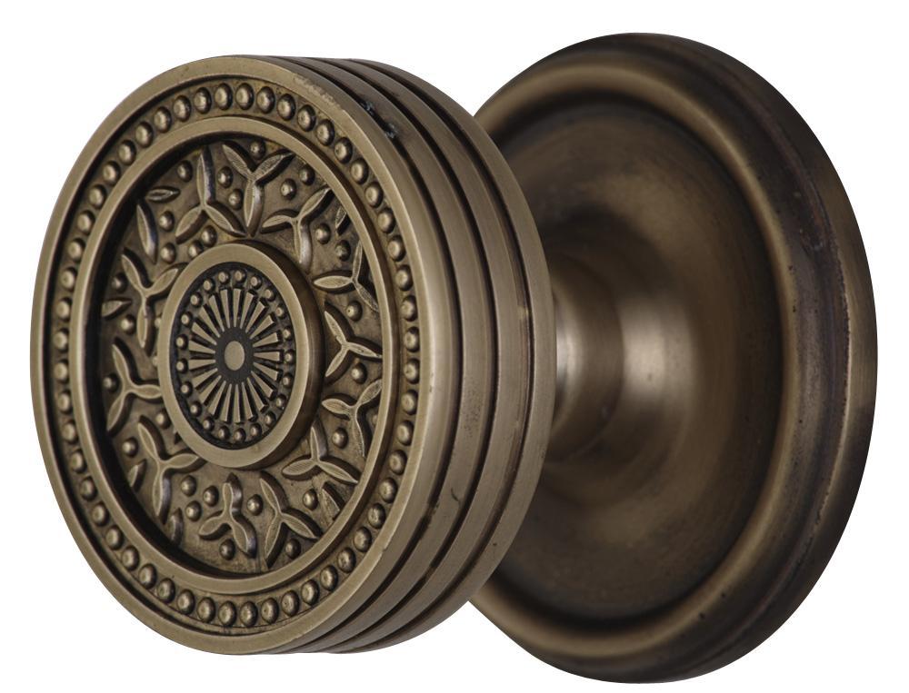 COPPER MOUNTAIN HARDWARE 2 1/4 Inch Sunburst Rice Pattern Door Knob With Victorian Rosette
