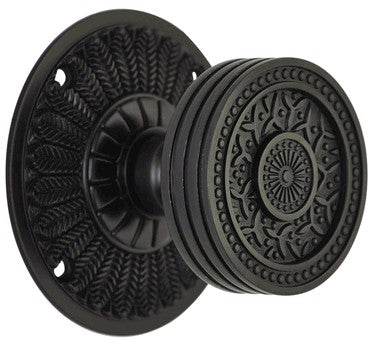 Feather Rosette Door Set with Rice Pattern Door Knobs (Several Finishes Available)