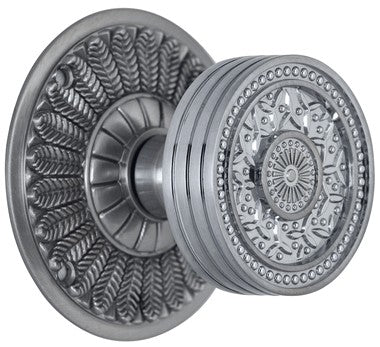 Feather Rosette Door Set with Rice Pattern Door Knobs (Several Finishes Available)