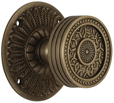 Feather Rosette Door Set with Rice Pattern Door Knobs (Several Finishes Available)