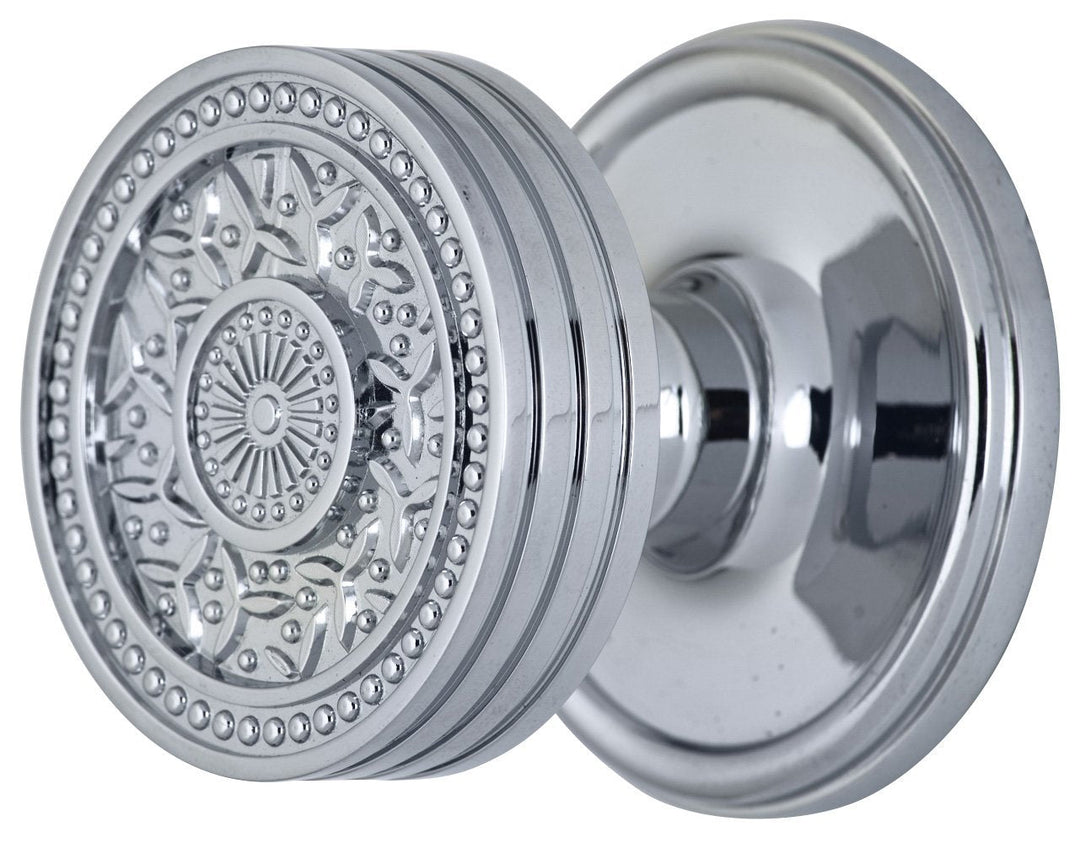 COPPER MOUNTAIN HARDWARE 2 1/4 Inch Sunburst Rice Pattern Door Knob With Victorian Rosette