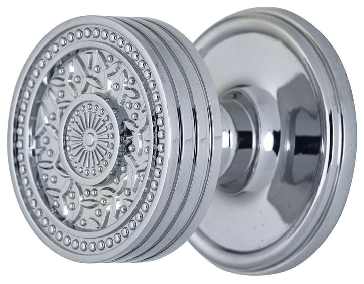 COPPER MOUNTAIN HARDWARE 2 1/4 Inch Sunburst Rice Pattern Door Knob With Victorian Rosette