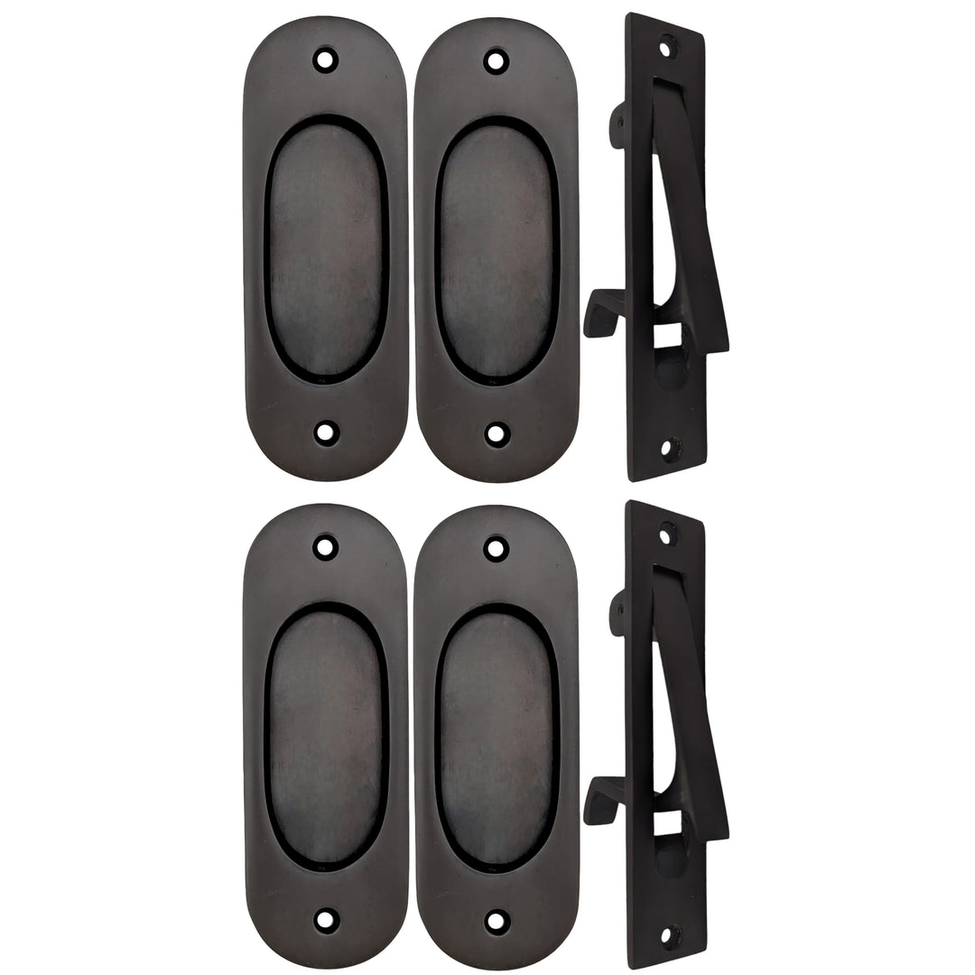 Traditional Oval Pocket Door Set (Several Finishes Available) COPPER MOUNTAIN HARDWARE