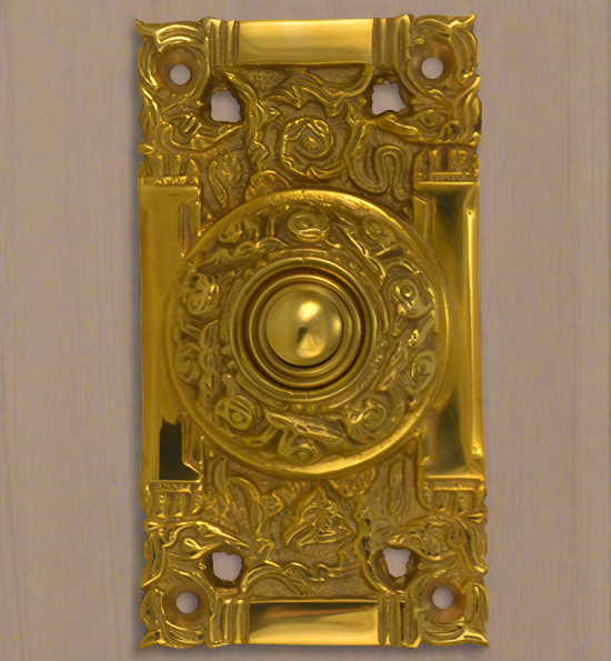 4 1/4 Inch Art Nouveau Solid Brass Doorbell COPPER MOUNTAIN HARDWARE