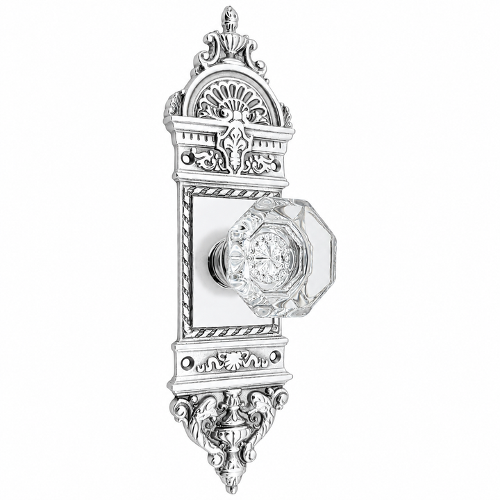 L'Enfant Backplate Door Set with Octagon Crystal Door Knobs (Several Finishes Available)