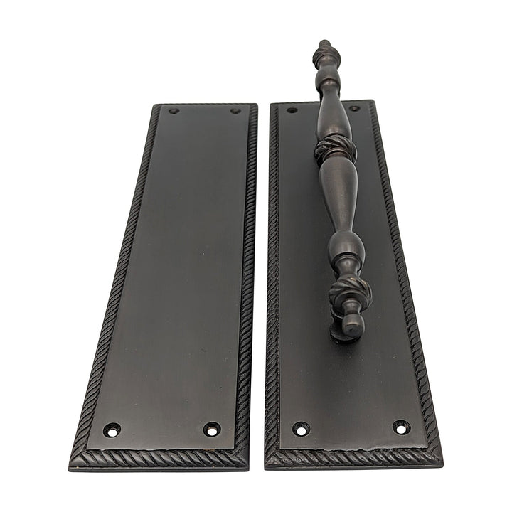 11 1/2 Inch Georgian Roped Style Door Pull and Push Plate (Several Finishes Available) COPPER MOUNTAIN HARDWARE