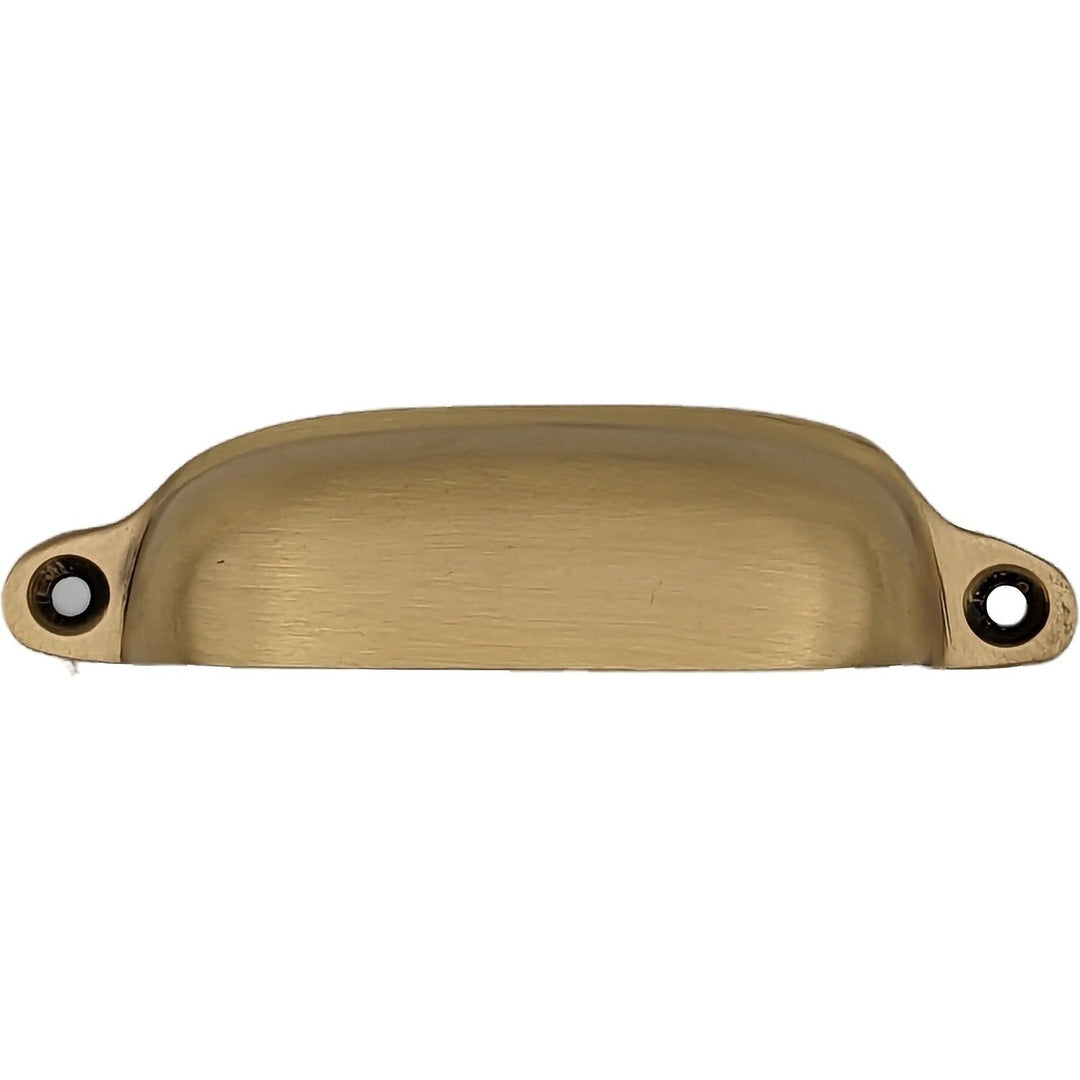 COPPER MOUNTAIN HARDWARE 4 1/8 Inch Overall Solid Brass Traditional Slim Rounded Bin Pull