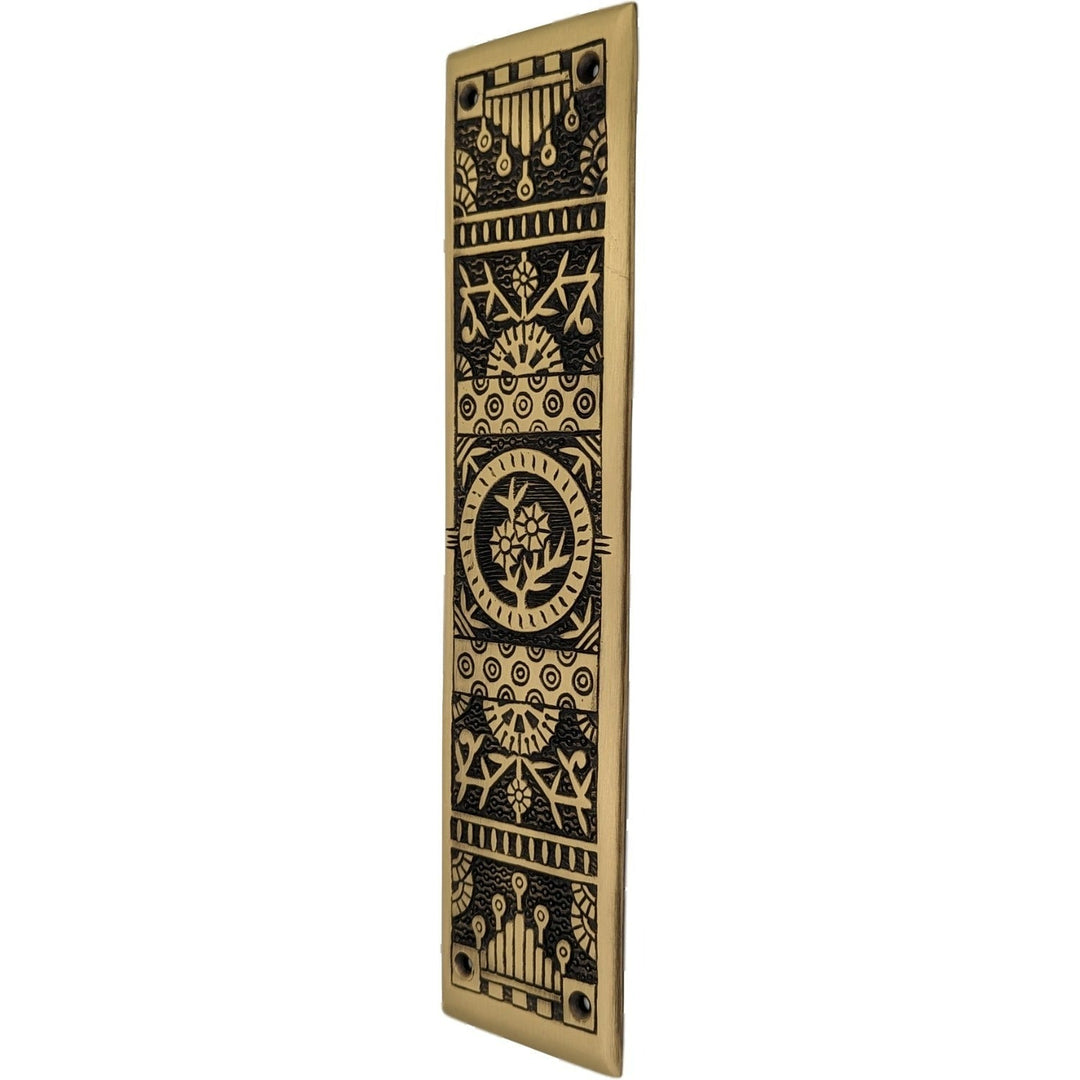 11 1/4 Inch Eastlake Solid Brass Push Plate COPPER MOUNTAIN HARDWARE
