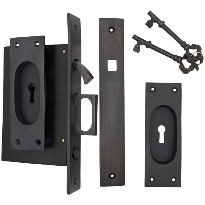 Traditional Rectangular Pocket Privacy (Lock) Door Set COPPER MOUNTAIN HARDWARE