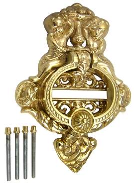 French Empire 10 Inch Brass Cherubs Door Knocker (Several Finishes Available) COPPER MOUNTAIN HARDWARE