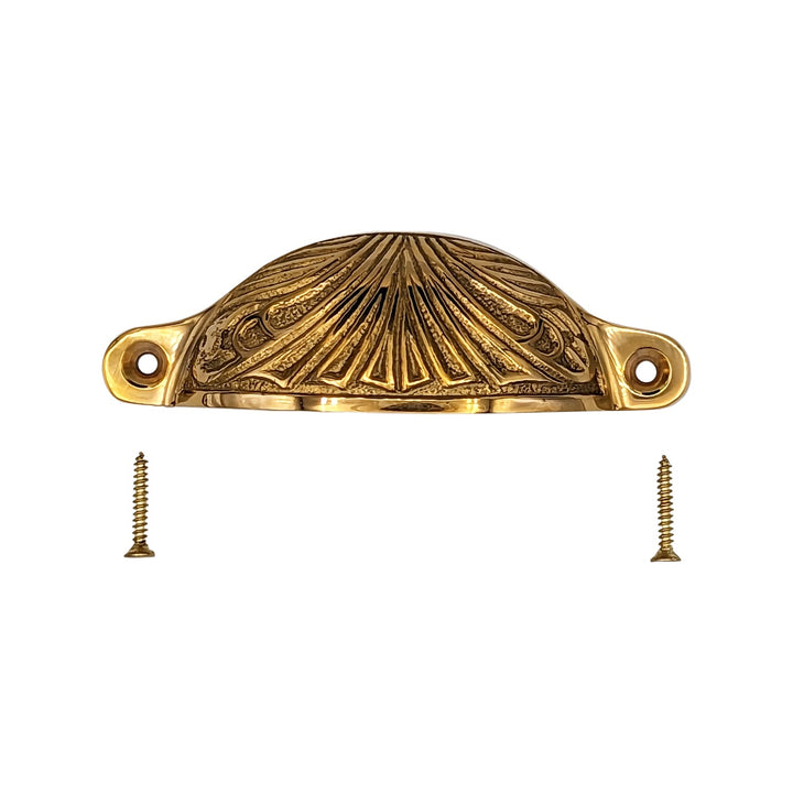 4 Inch Overall (3 2/5 Inch c-c) Solid Brass Art Deco Bin or Cup Pull COPPER MOUNTAIN HARDWARE