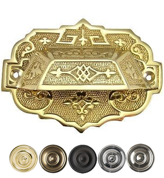 COPPER MOUNTAIN HARDWARE 4 3/8 Inch Overall Solid Brass Eastlake Cup & Bin Pull With Backplate