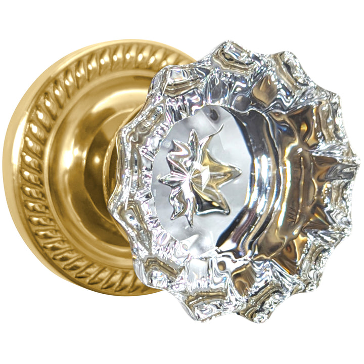 Georgian Roped Rosette Door Set with Fluted Crystal Door Knobs (Several Finishes Available)