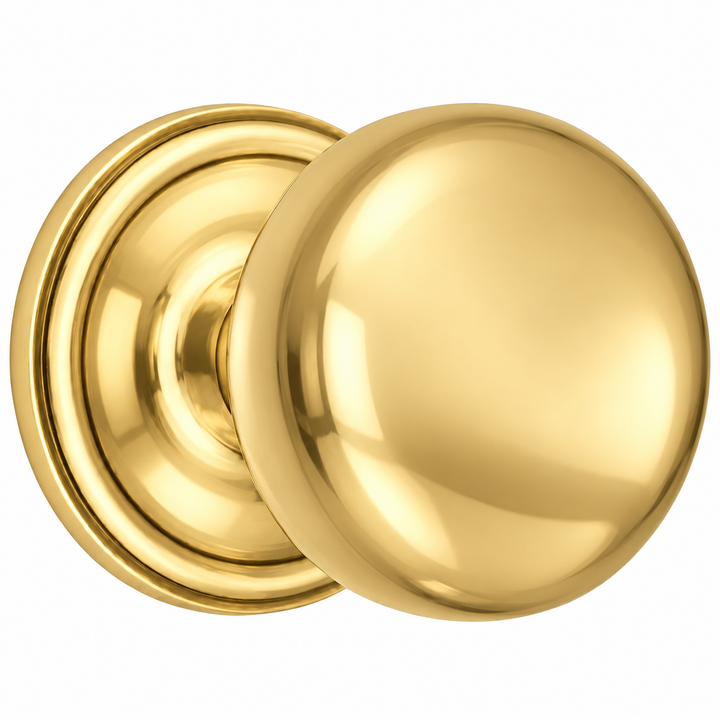 Traditional Rosette Door Set with Round Brass Door Knobs (Several Finishes Available)