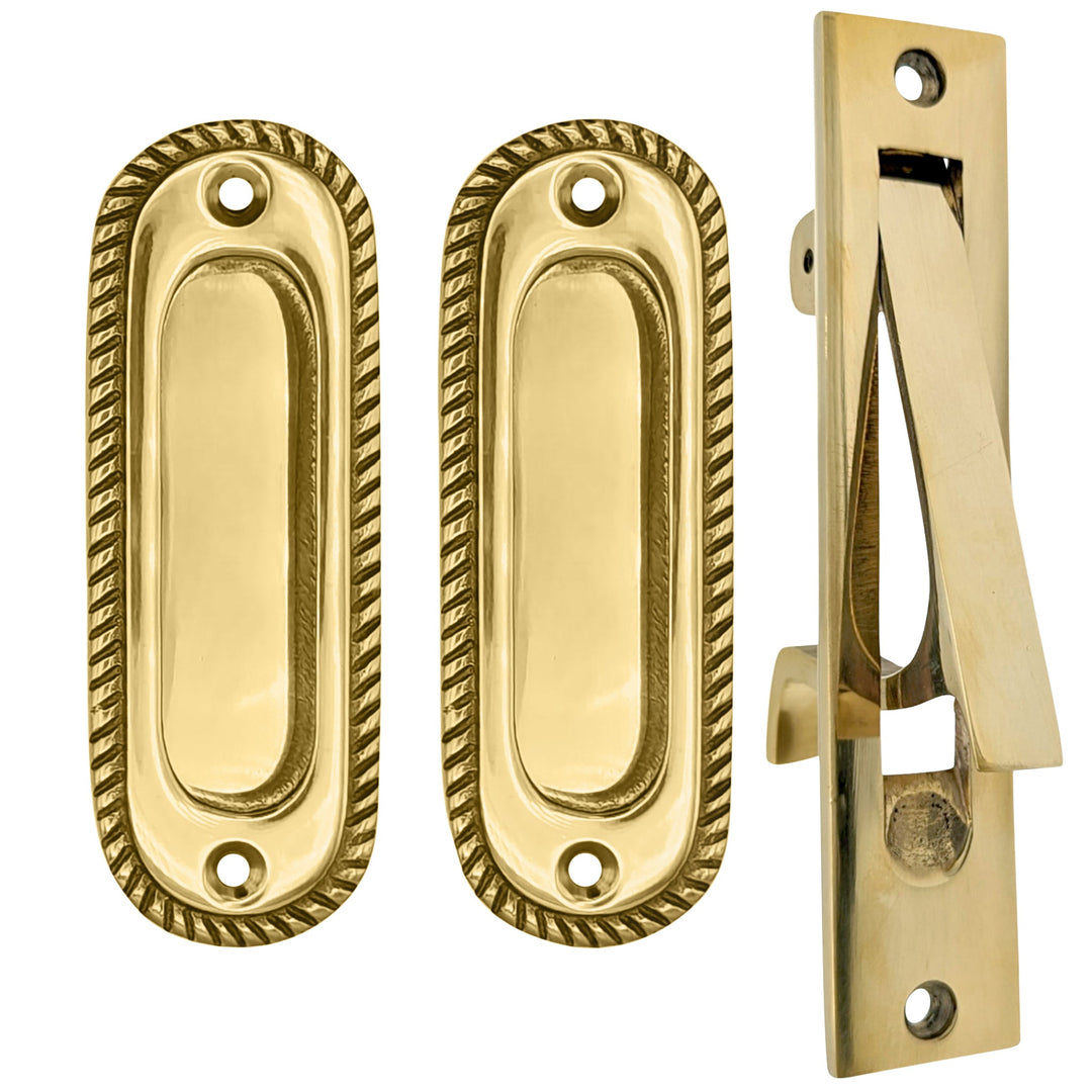 Georgian Rope Oval Pocket Door Set (Several Finishes Available) COPPER MOUNTAIN HARDWARE