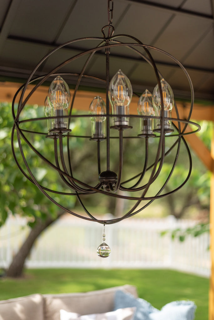 Crystorama Crystorama Solaris 6 Light English Bronze Sphere Outdoor Pendant