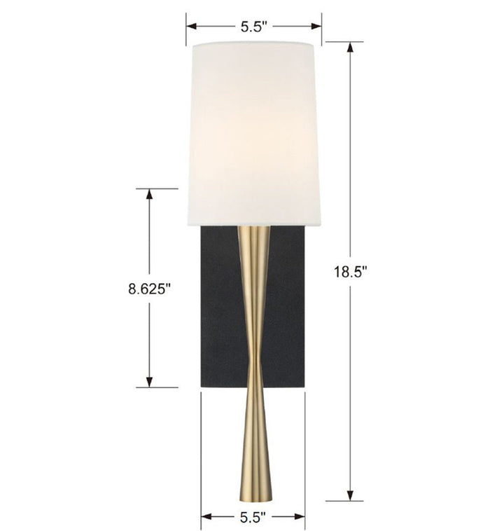 Crystorama Crystorama Trenton 1 Light Aged Brass + Black Forged Sconce