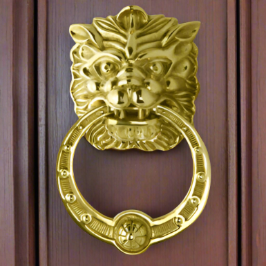 Regal Lion 8 3/8 Inch Brass Door Knocker (Several Finishes Available)