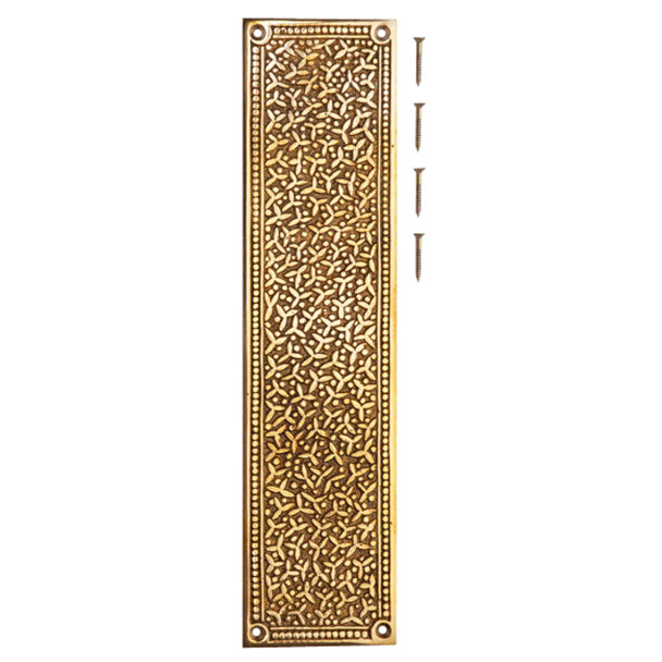 12 Inch Solid Brass Rice Pattern Push Plate (Several Finishes Available)