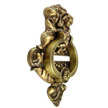 French Empire 10 Inch Brass Cherubs Door Knocker (Several Finishes Available)