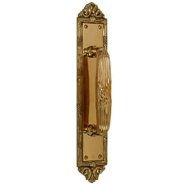13 3/4 Inch Solid Brass Ribbon & Reed Door Pull and Push Plate