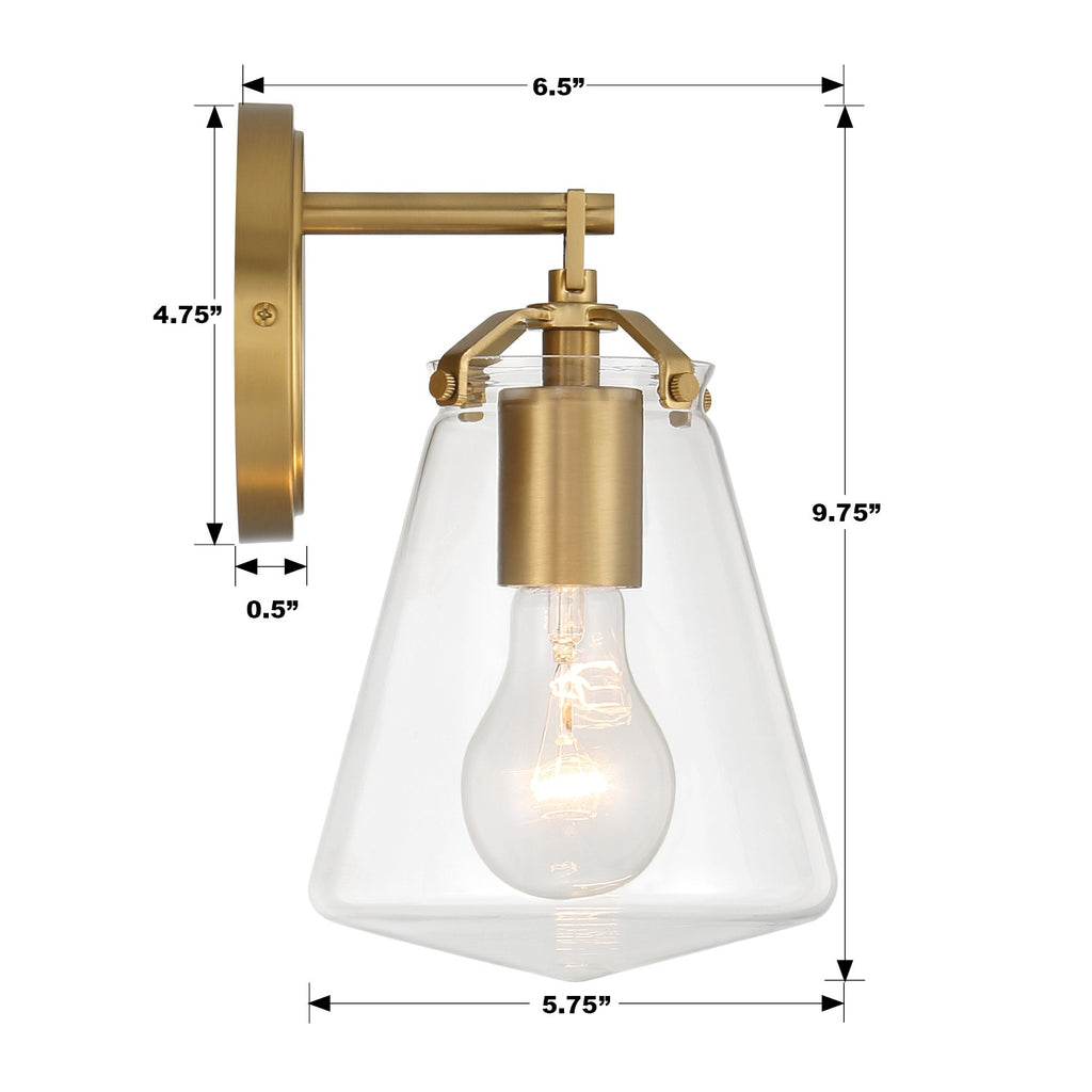 Crystorama Crystorama Voss 1 Light Luxe Gold Sconce