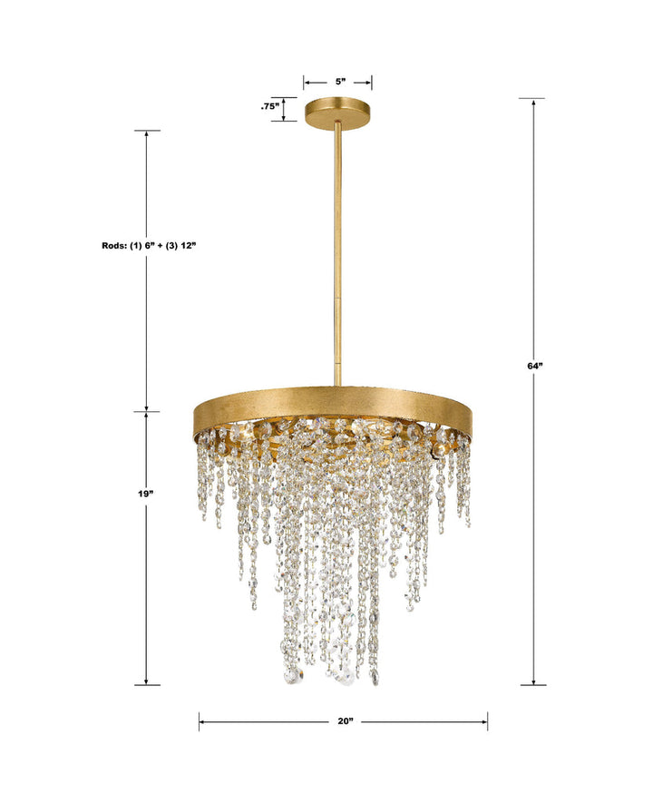 Crystorama Crystorama Winham 5 Light Antique Gold Crystal Chandelier