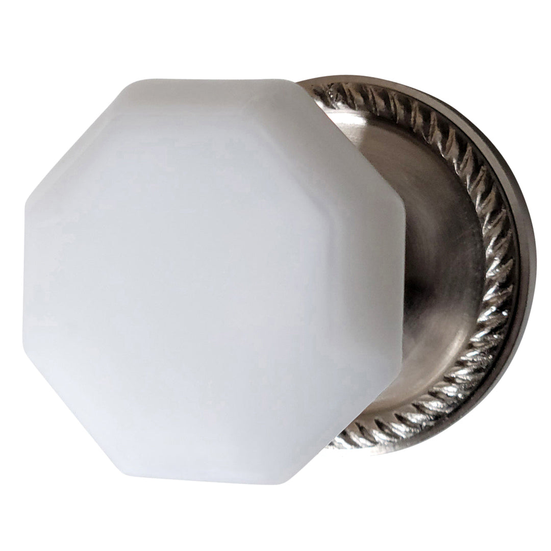 Georgian Roped Rosette with Octagon Milk Glass Door Knobs (Several Finishes Available) COPPER MOUNTAIN HARDWARE