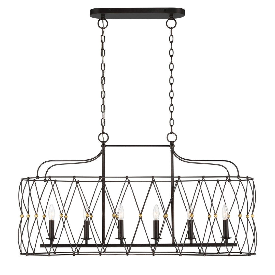 Crystorama Crystorama Zucca 6 Light English Bronze + Antique Gold Linear Chandelier
