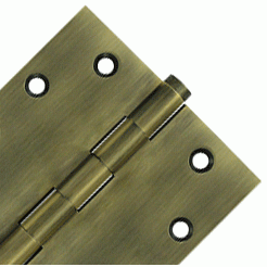 4 1/2 Inch X 4 1/2 Inch Solid Brass Square Hinge Interchangeable Finials (Antique Brass Finish) DELTANA