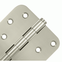 4 Inch X 4 Inch Solid Brass Zig-Zag Hinge (5/8 Radius Corner, Polished Nickel Finish) DELTANA