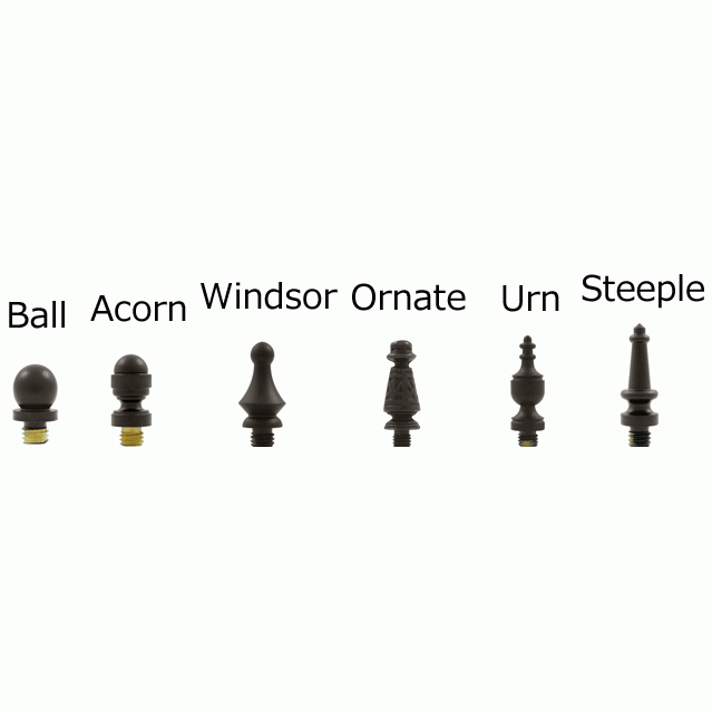 4 1/2 Inch X 4 1/2 Inch Solid Brass Square Hinge Interchangeable Finials (Oil Rubbed Bronze Finish) DELTANA