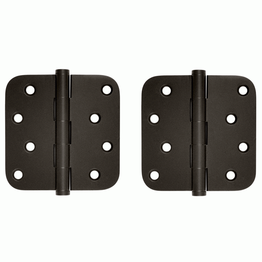 4 Inch X 4 Inch Solid Brass Zig-Zag Hinge (5/8 Radius Corner, Oil Rubbed Bronze Finish) DELTANA