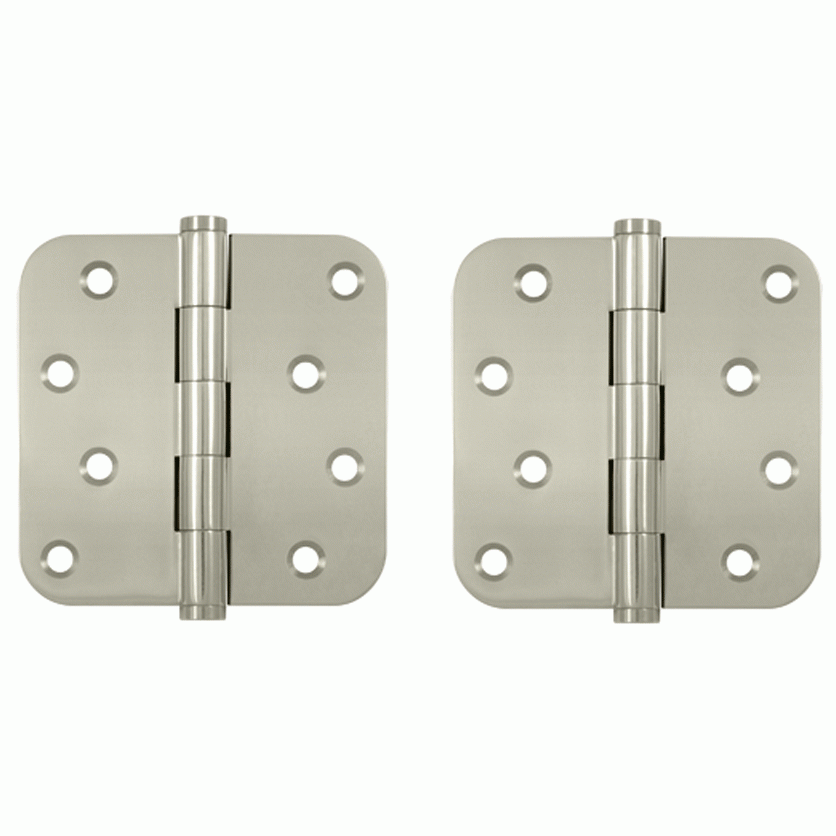 4 Inch X 4 Inch Solid Brass Zig-Zag Hinge (5/8 Radius Corner, Polished Nickel Finish) DELTANA